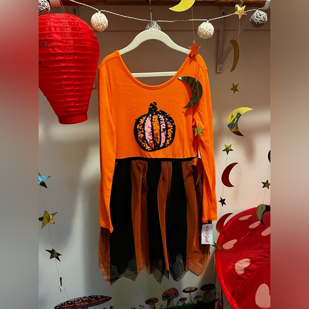 Sequin Pumpkin tutu dress